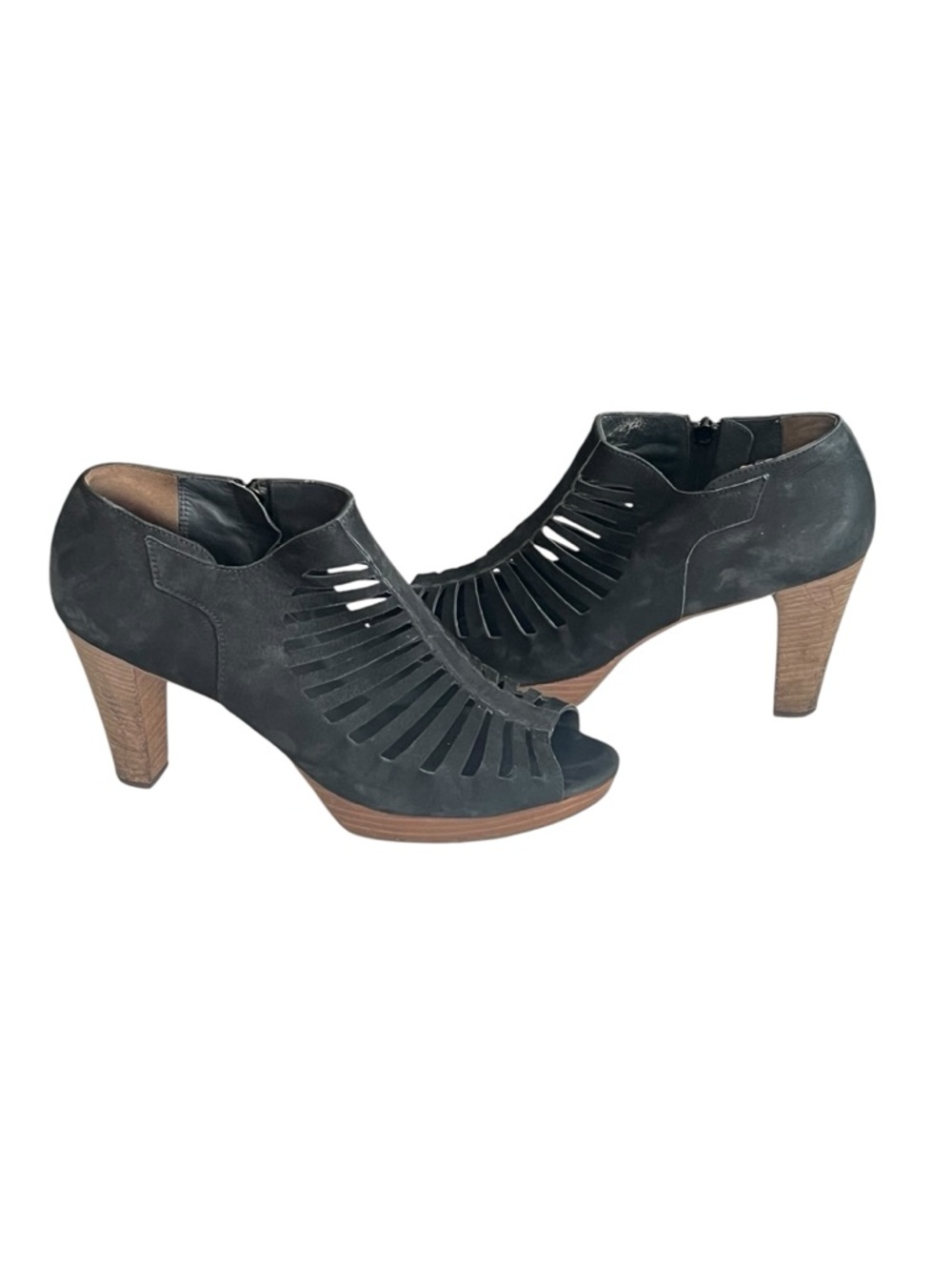Paul Green Tasha Black Cutout Peep Toe Booties US 9.5